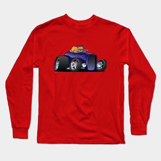 Highboy hot rod deep purple roadster Long Sleeve T-Shirt by hobrath